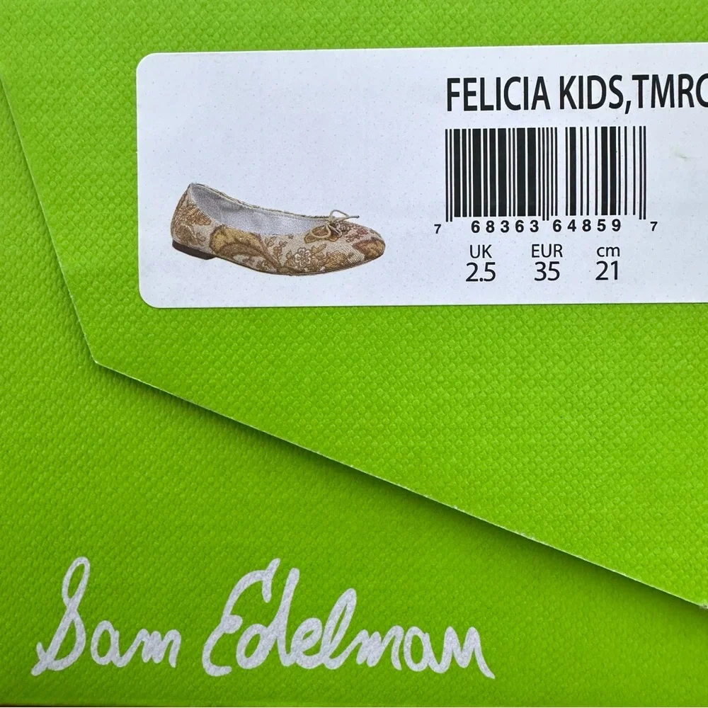 New Sam Edelman Felicia Floral Jacquard Ballet Flat, Size 2, Girl Youth Shoes